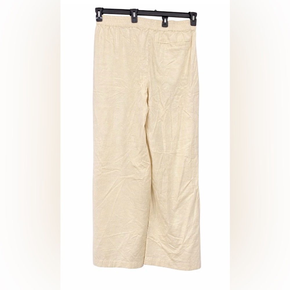 MARINE LAYER Allison Hemp Blend Pants Women Large Beige Wide Legs Elastic Waist - Picture 5 of 8